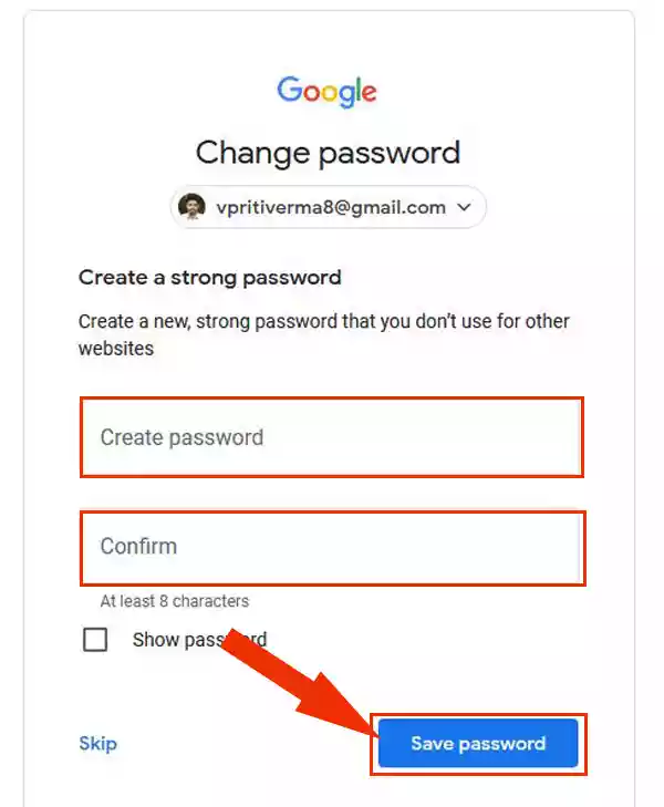 gamil password save